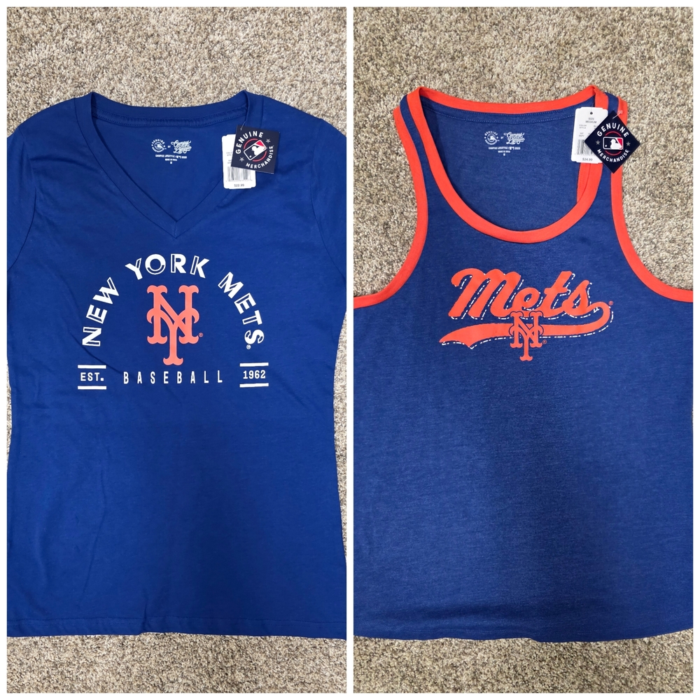 NWT Womens Medium MLB/ Campus Lifestyle, New York Mets Short-Sleeved/Tank bundle